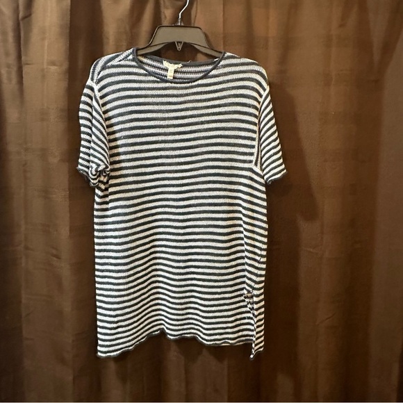 Eileen Fisher Linen Knit Stripe Round Neck Tunic size Medium - Picture 2 of 5